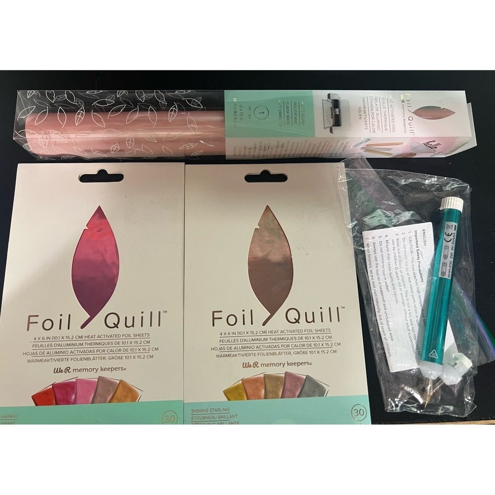 We R Memory Keepers Foil Quill Cordless Freestyle Pen METALIZER Foil Papers Lot‎